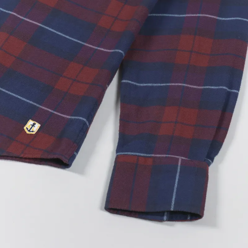 Armor Lux Flannel Shirt Navy Red-8