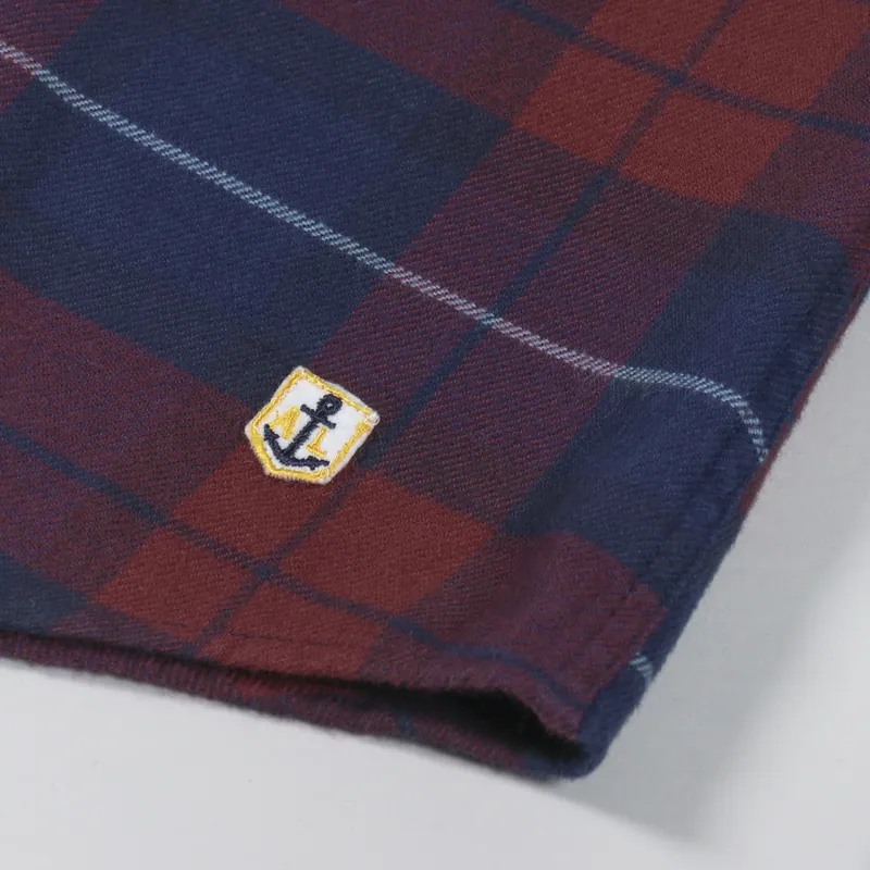 Armor Lux Flannel Shirt Navy Red-5