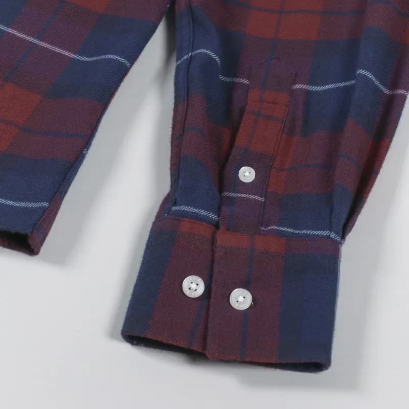 Armor Lux Flannel Shirt Navy Red-4