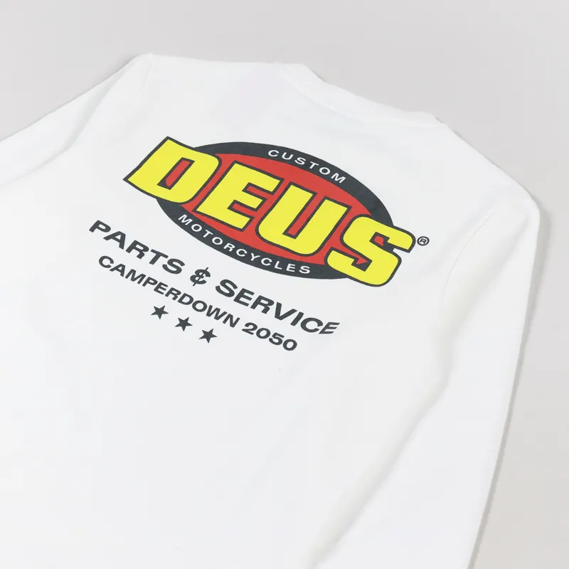 Deus Ex Machina Chop Shop Crew Sweat Vintage White-2