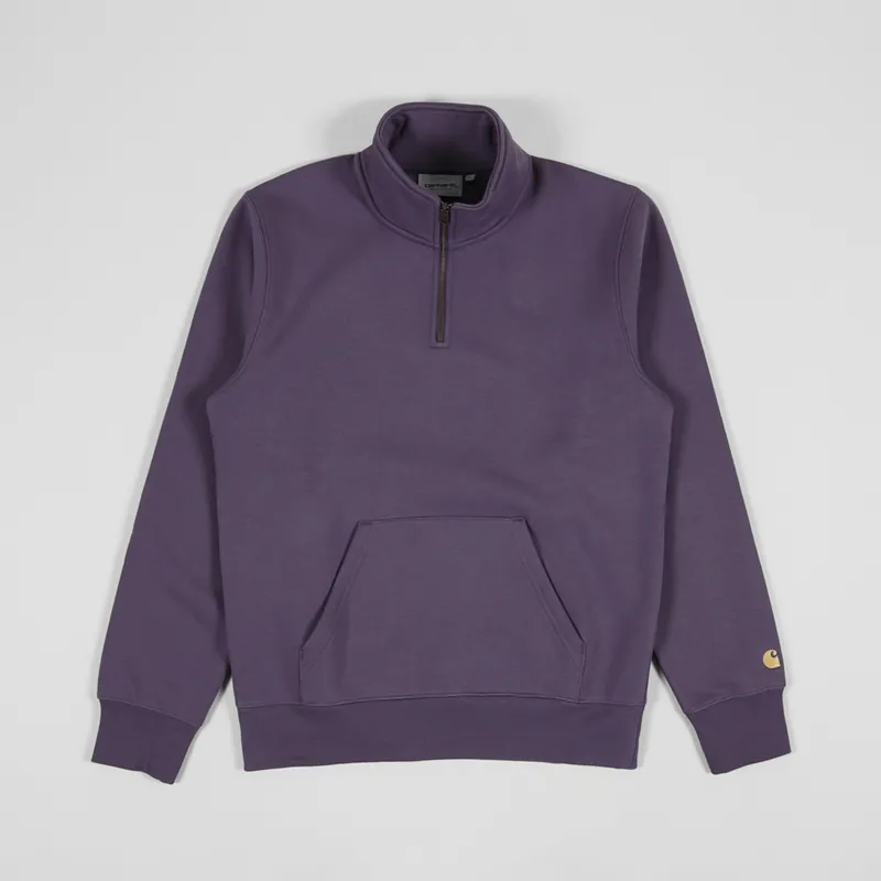 Carhartt WIP Mens Chase Neck Zip Sweatshirt Provence Purple Gold