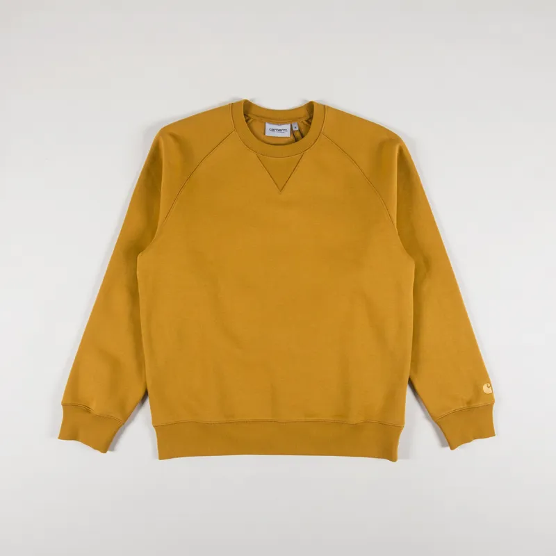 Carhartt WIP Mens Chase Sweat Sweatshirt Buckthorn Gold Orange