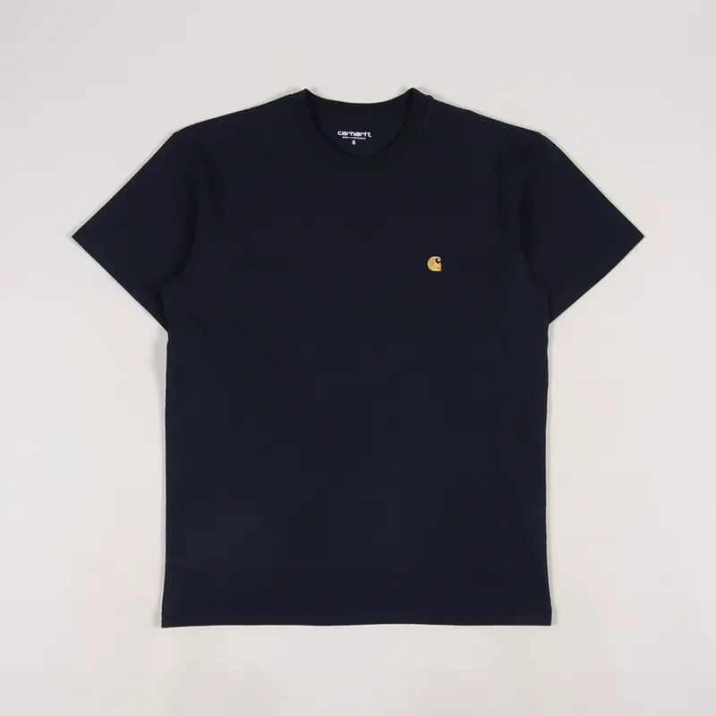 Carhartt WIP Chase T Shirt Dark Navy Gold