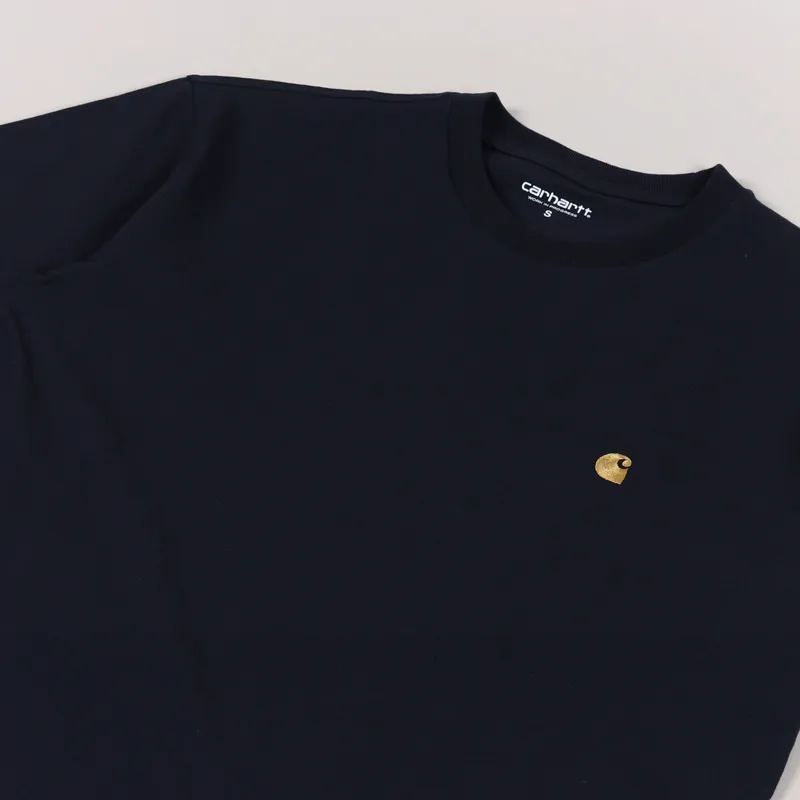 Carhartt WIP Chase T Shirt Dark Navy Gold-2