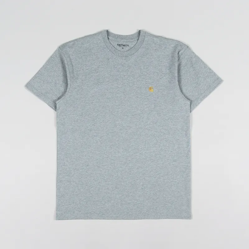 Carhartt WIP Chase T Shirt Grey Heather Gold