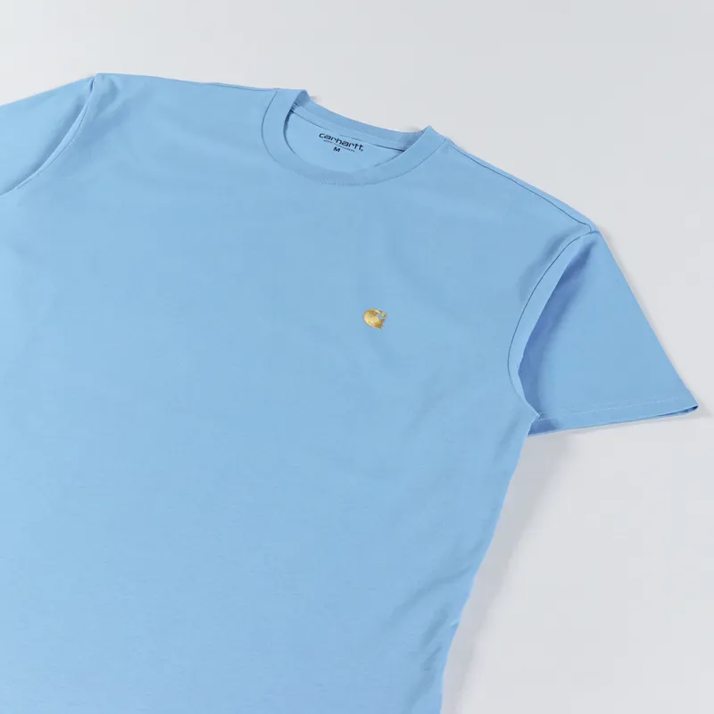 Carhartt WIP Chase T Shirt Piscine Gold-2