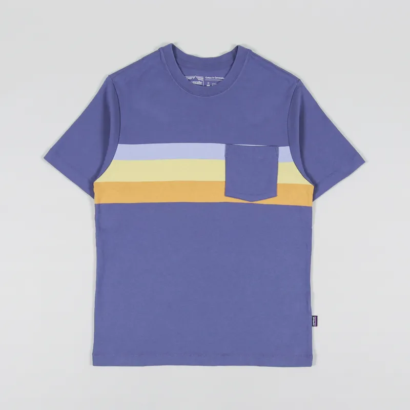 Patagonia Cotton In Conversion Midweight Pocket T Shirt The Point Stripe Current Blue