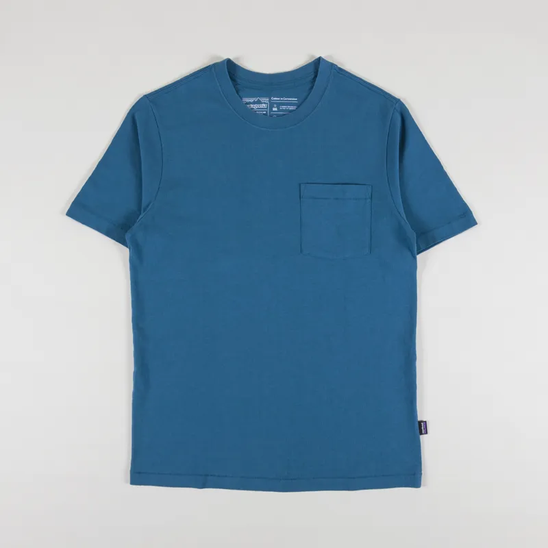 Patagonia Cotton In Conversion Midweight Pocket T Shirt Wavy Blue