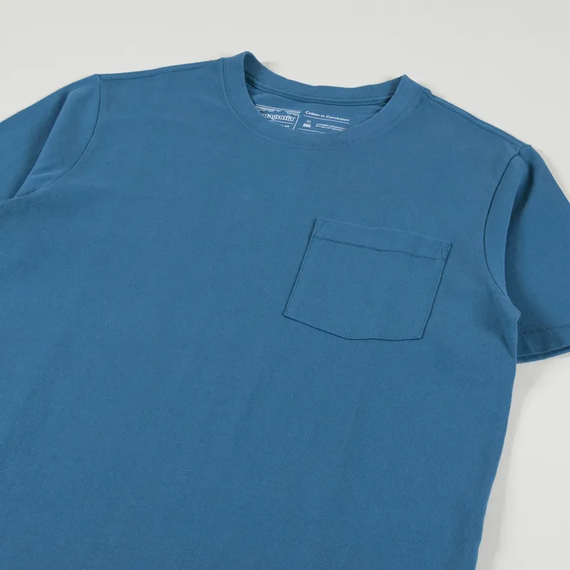 Patagonia Cotton In Conversion Midweight Pocket T Shirt Wavy Blue-1