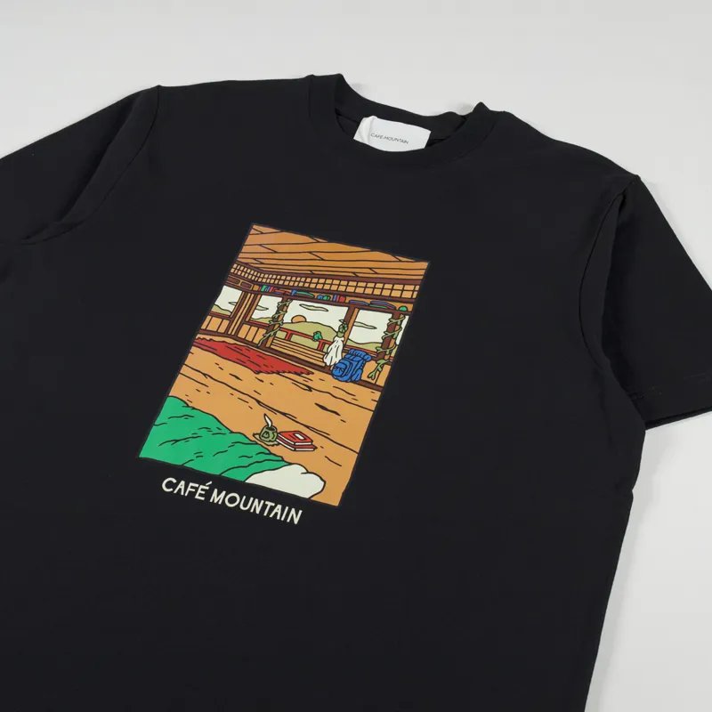 Cafe Mountain Clubhouse Interior T Shirt Black-1