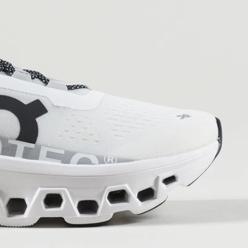 On Mens Cloudmonster Road Running Shoes Undyed White