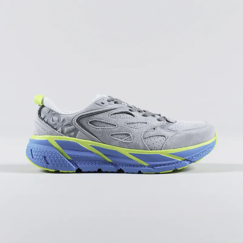 HOKA Clifton L Suede Shoes Lunar Rock Diva Blue-4