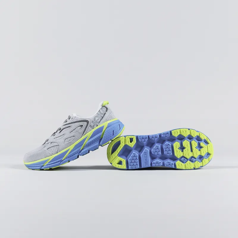 HOKA Clifton L Suede Shoes Lunar Rock Diva Blue-1
