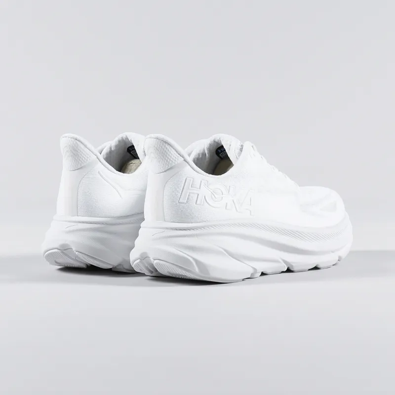 HOKA Womens Clifton 9 Shoes White-3