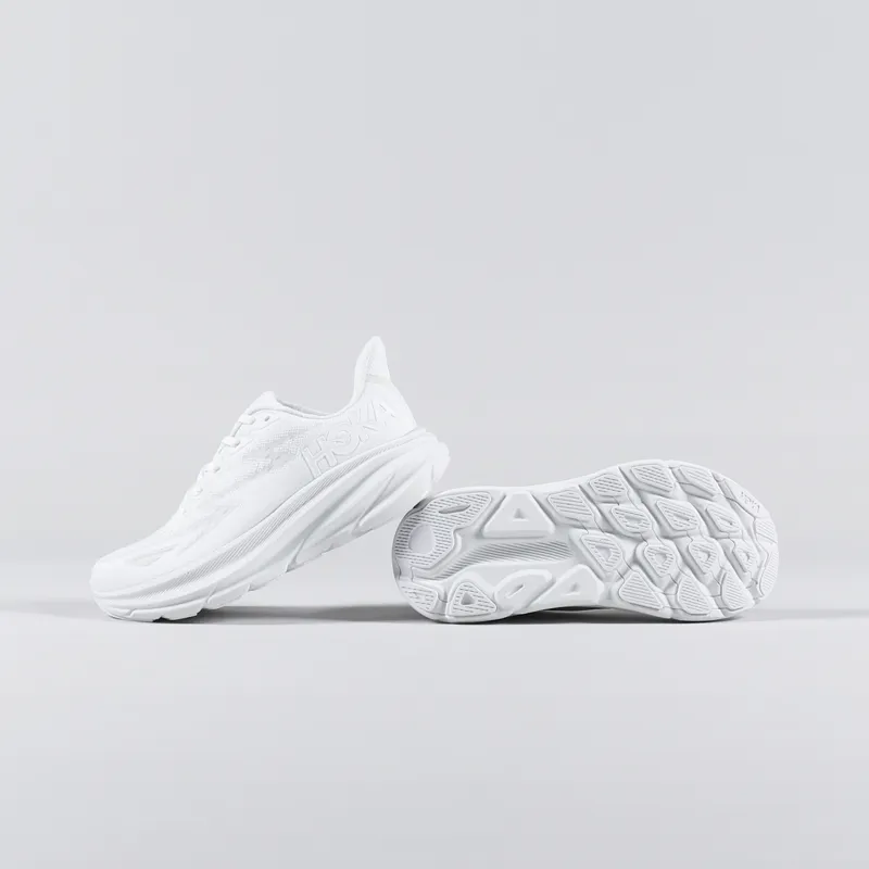 HOKA Womens Clifton 9 Shoes White-2
