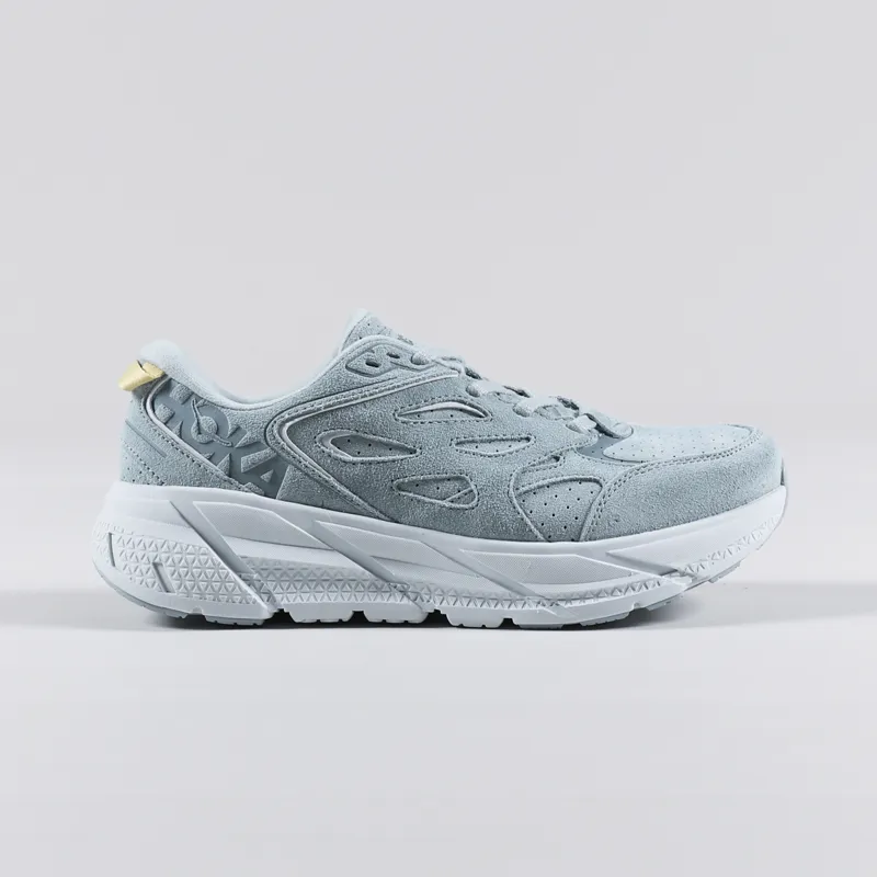 HOKA Clifton L Suede Shoes Cloud Blue Ice Flow-4