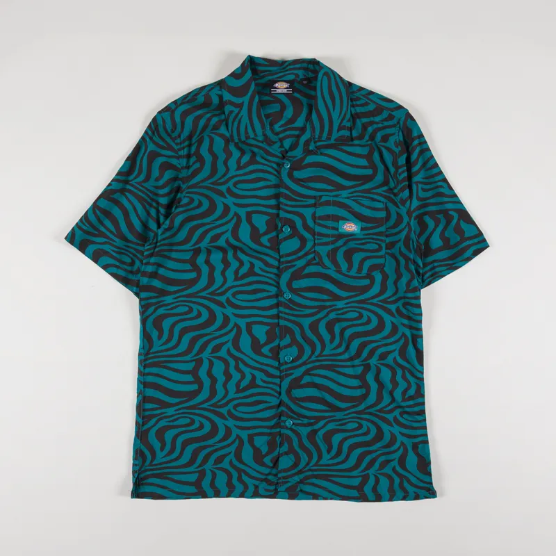 Dickies Leesburg Short Sleeve Shirt Deep Lake Zebra