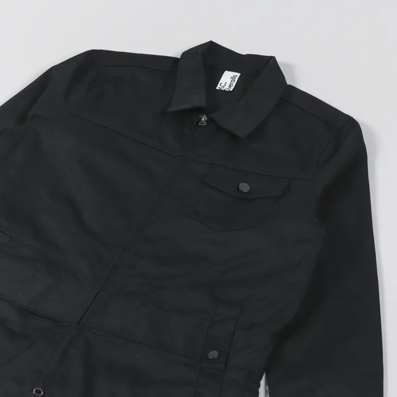 M.C Overalls Polycotton Collared Zip Overall Black-5