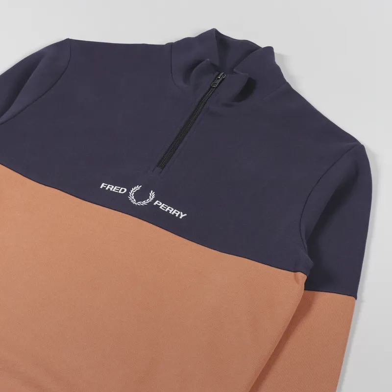 Fred Perry Colourblock Half Zip Sweatshirt Court Clay-2