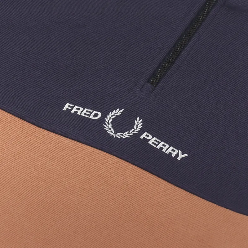 Fred Perry Colourblock Half Zip Sweatshirt Court Clay-5