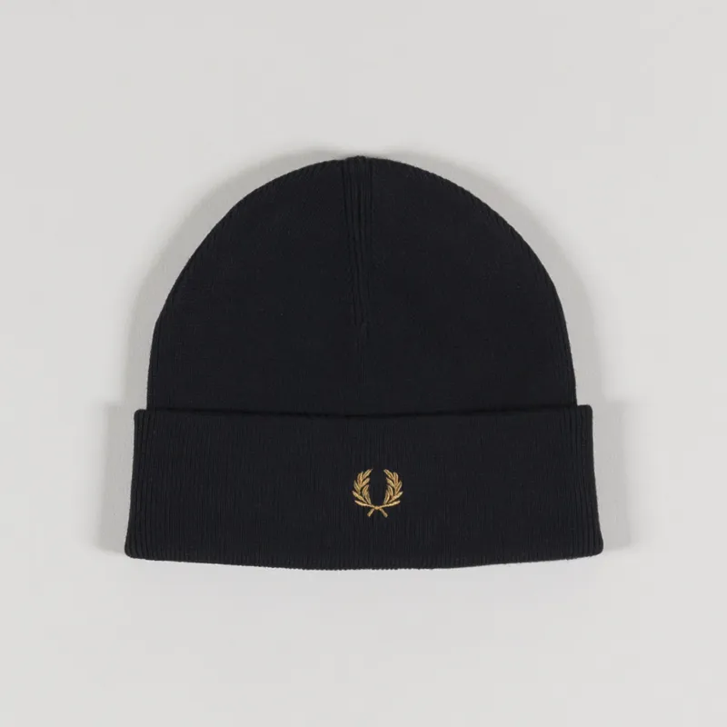 Fred Perry Classic Beanie Black Dark Caramel