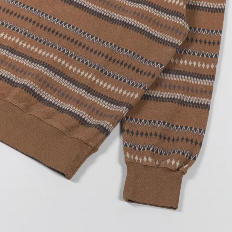 Universal Works Classic Crew Sweatshirt Brown Hikers Jacquard-5