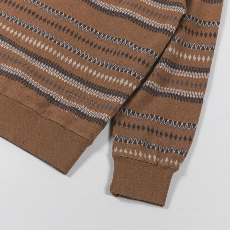 Universal Works Classic Crew Sweatshirt Brown Hikers Jacquard-4