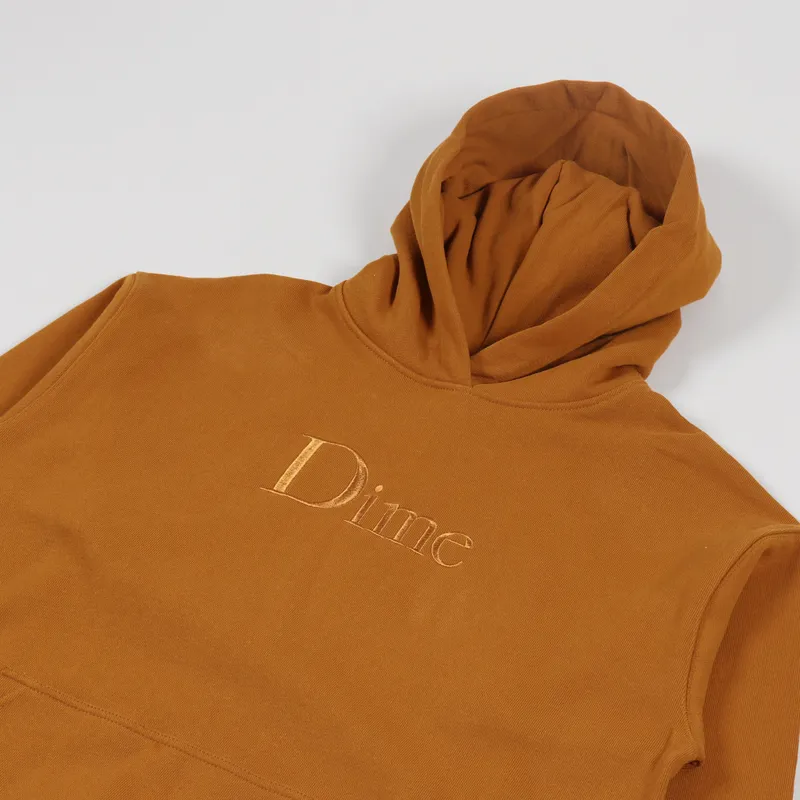 Dime MTL Mens Classic Logo Pullover Hoodie Coffee Brown