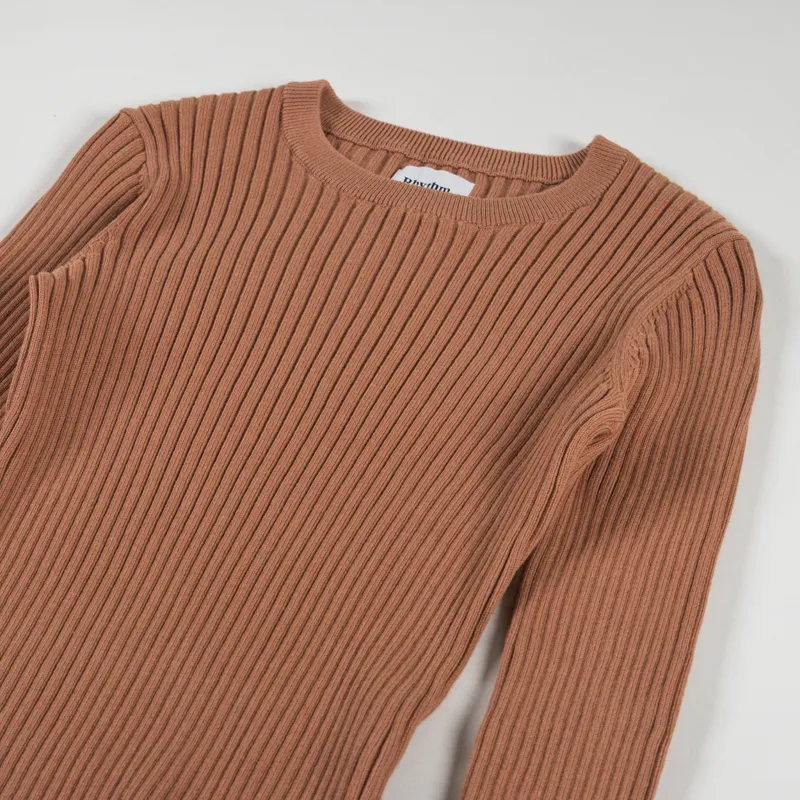 Rhythm Womens Classic Knit Long Sleeve Top Cinnamon-6