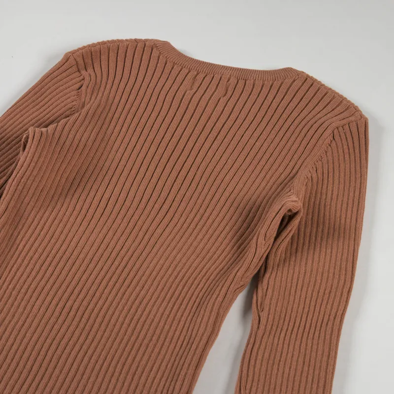 Rhythm Womens Classic Knit Long Sleeve Top Cinnamon-10