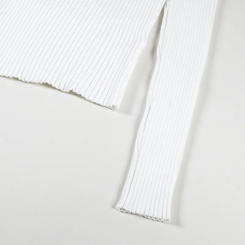 Rhythm Womens Classic Knit Long Sleeve Top White-10