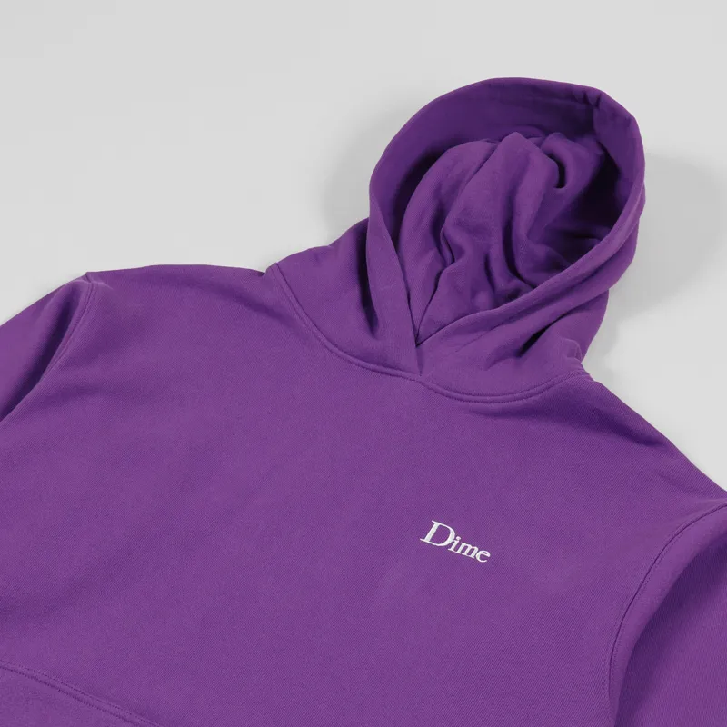 Dime MTL Mens Classic Small Logo Pullover Hoodie Purple