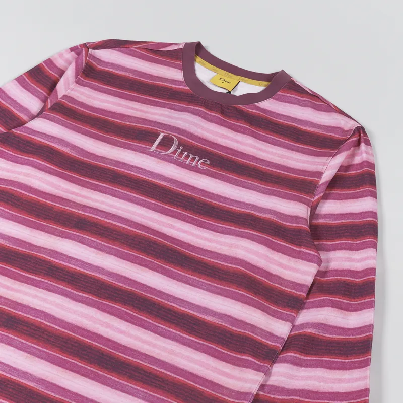 Dime Classic Striped Long Sleeve T Shirt Red-2