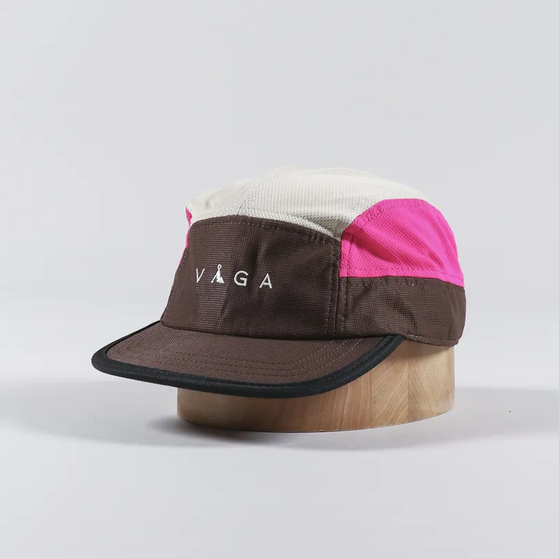 Vaga Logo Club Cap Beige Brown Neon Pink
