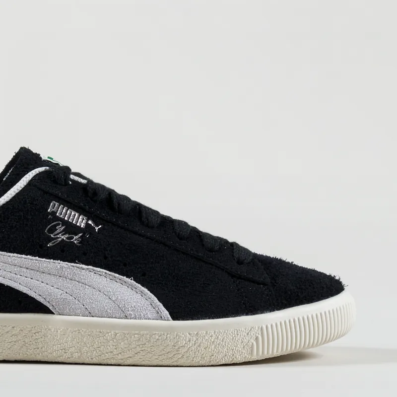 Puma Clyde Hairy Suede Shoes Black Ivory-6