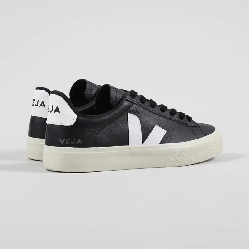Veja Womens Campo Chromefree Shoes Black White-2