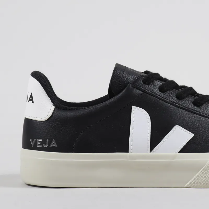 Veja Womens Campo Chromefree Shoes Black White-5