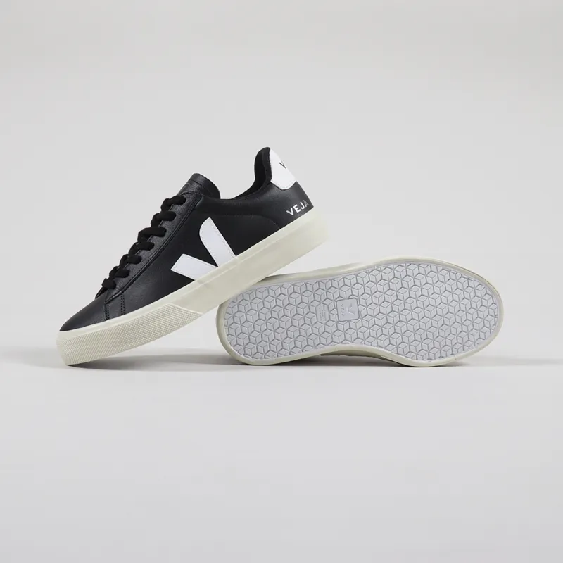 Veja Womens Campo Chromefree Shoes Black White-1