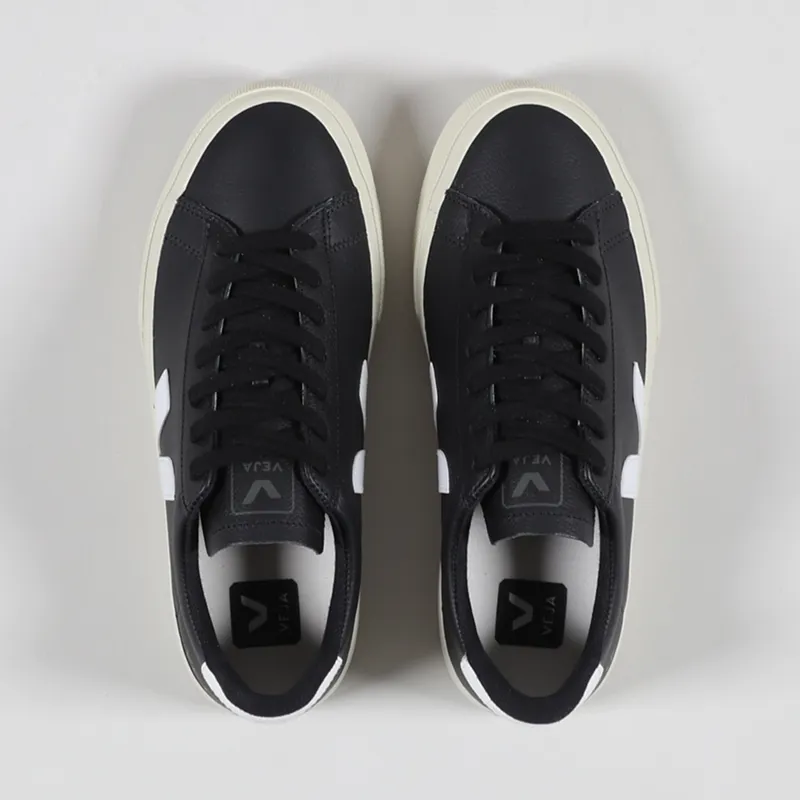 Veja Womens Campo Chromefree Shoes Black White-4