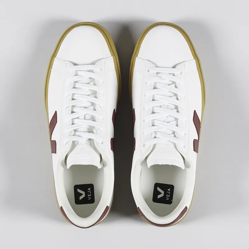 Veja Womens Campo Chromefree Shoes Extra White Marsala Natural-1