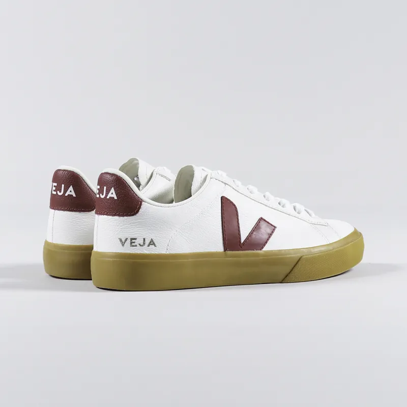 Veja Womens Campo Chromefree Shoes Extra White Marsala Natural-3