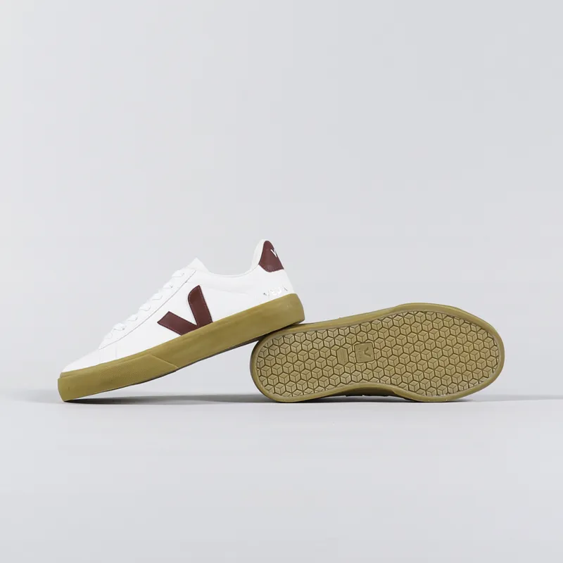 Veja Womens Campo Chromefree Shoes Extra White Marsala Natural-2