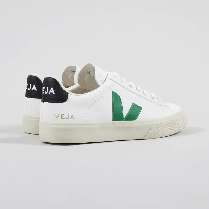 Veja Womens Campo Chromefree Shoes Extra White Emeraude Black-2