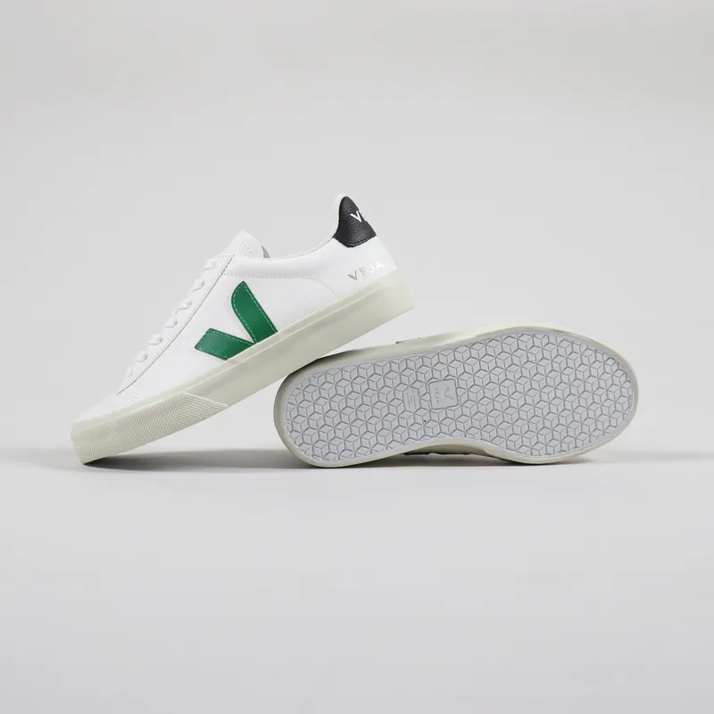 Veja Womens Campo Chromefree Shoes Extra White Emeraude Black-1