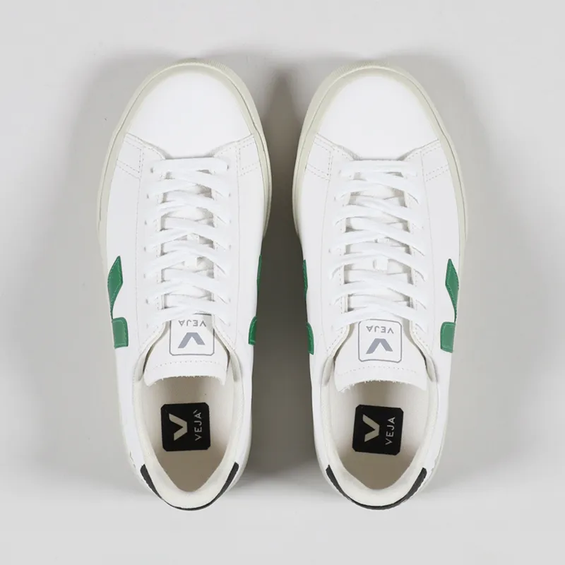 Veja Womens Campo Chromefree Shoes Extra White Emeraude Black-4