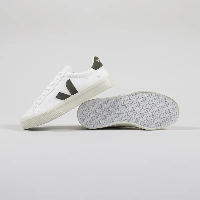 Veja Womens Campo Chromefree Shoes Extra White Kaki-3