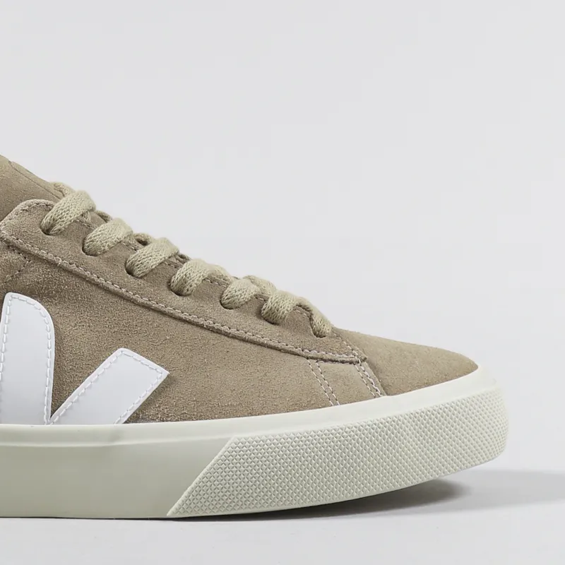 Veja Womens Campo Suede Shoes Dune White Sneakers