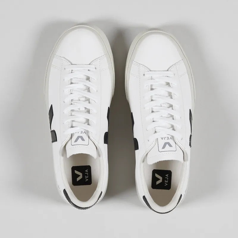 Veja Womens Campo Chromefree Shoes Extra White Black-6