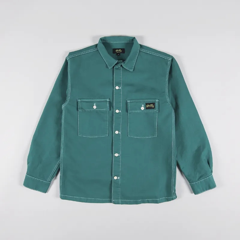 BULL RUN Check Pattern Long Sleeve CPO Shirt, Men's Size L polyester blue type Vintage Second Hand