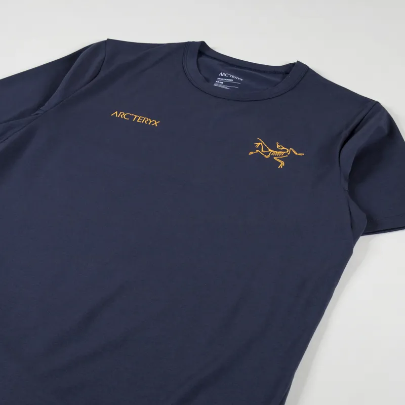 Arcteryx Mens Tee Captive Split T Shirt Black Sapphire Navy Blue